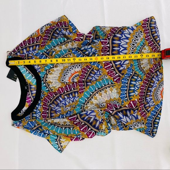 NICOLE MILLER top vibrant blouse belted Flowy boho sleeveless MULTI feminine XS - Picture 7 of 10